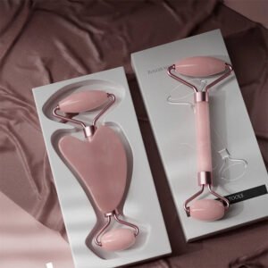 2Pcs Face Massager Roller and Resin Gua Sha Board set